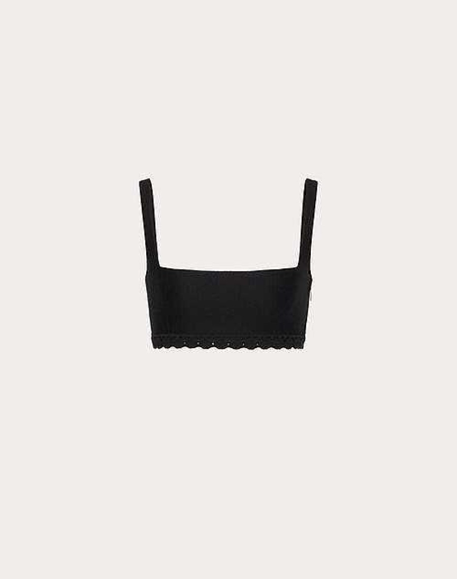 Valentino Bralette In Valentino Cotton Guipure Jardin Plat | Shirts And Tops