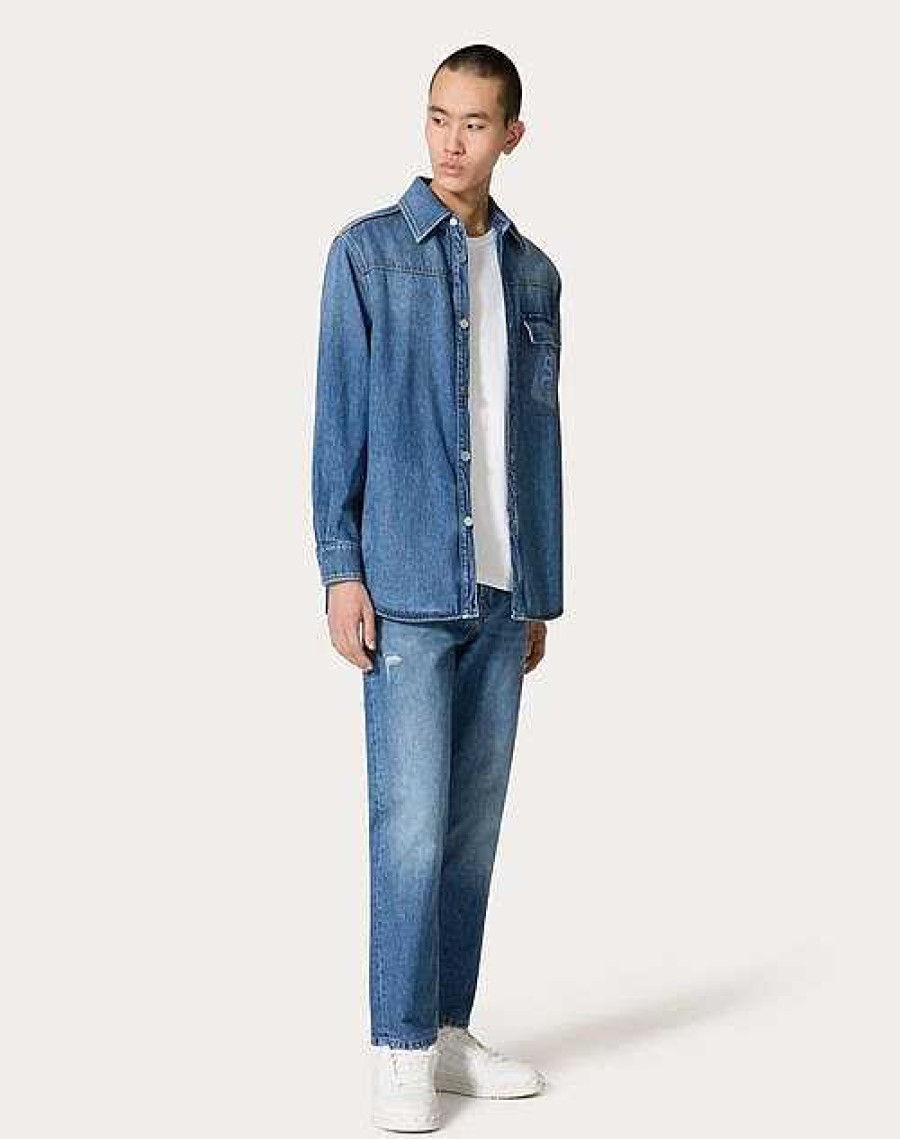 Valentino Pants With Embossed Vlogo Signature | Denim