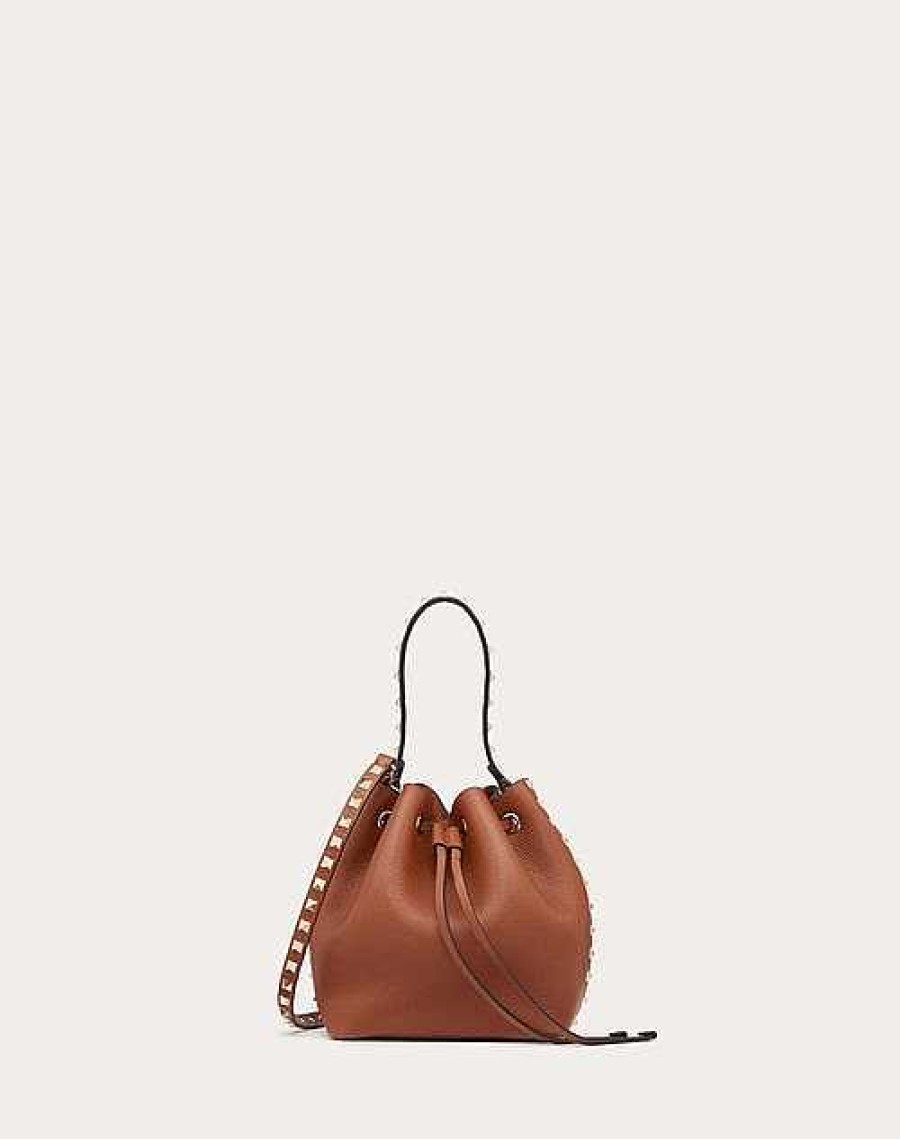 Valentino Rockstud Grainy Calfskin Bucket Bag | Shoulder Bags