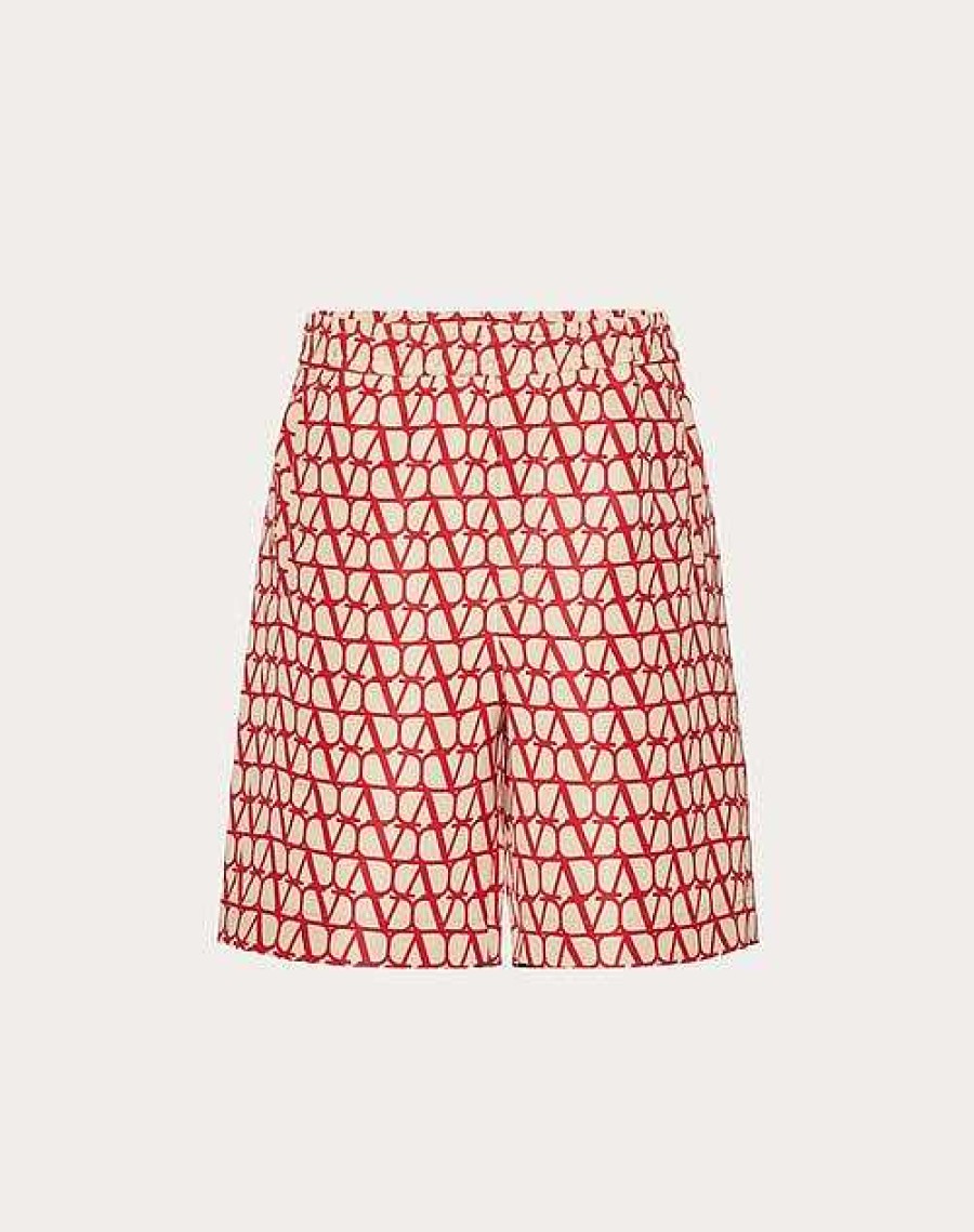 Valentino All-Over Toile Iconographe Print Silk Faille Bermuda Shorts | Pants And Shorts