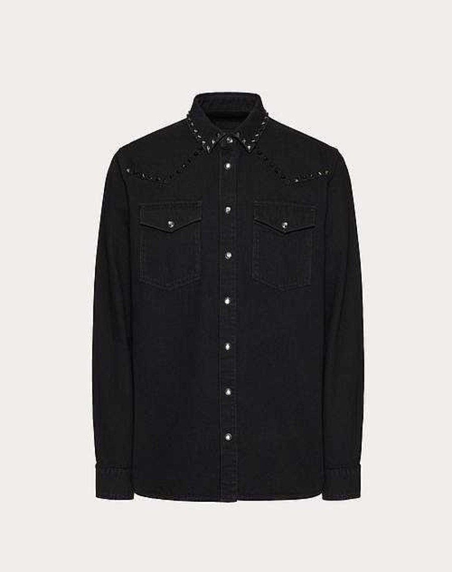 Valentino Denim Shirt With Untitled Studs | Denim