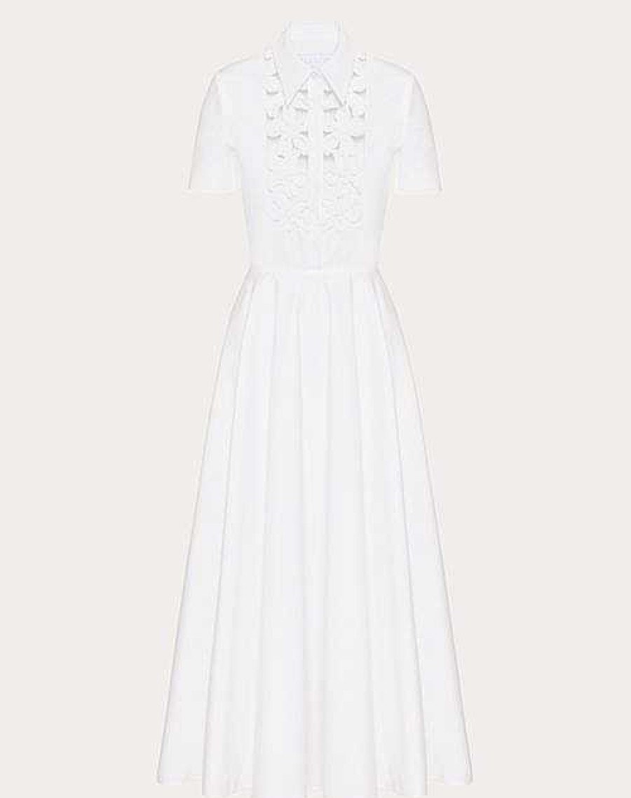 Valentino Embroidered Compact Poplin Midi Dress | Dresses