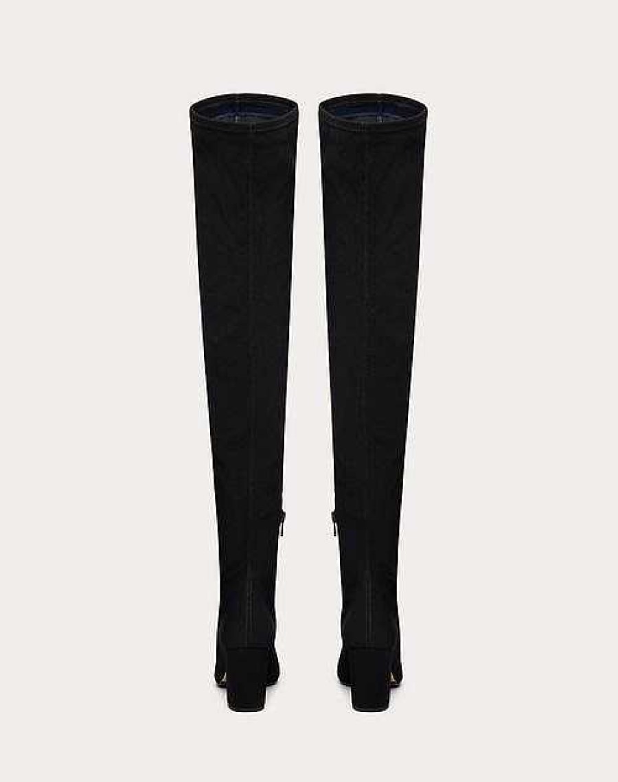 Valentino Valentino Garavani Golden Walk Over-The-Knee Boot In Stretch Fabric 70Mm | Boots