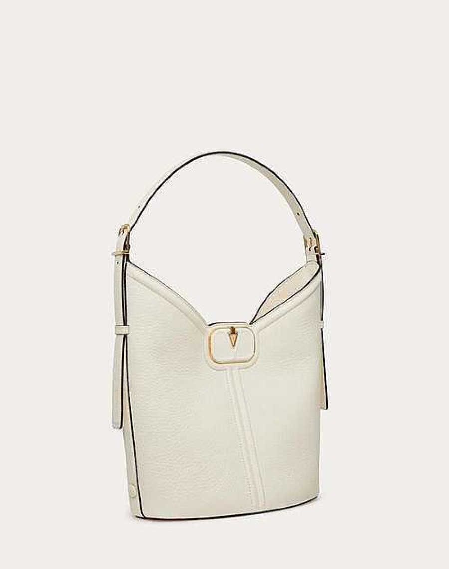 Valentino Vlogo Leather Hobo Bag In Grainy Calfskin | Shoulder Bags