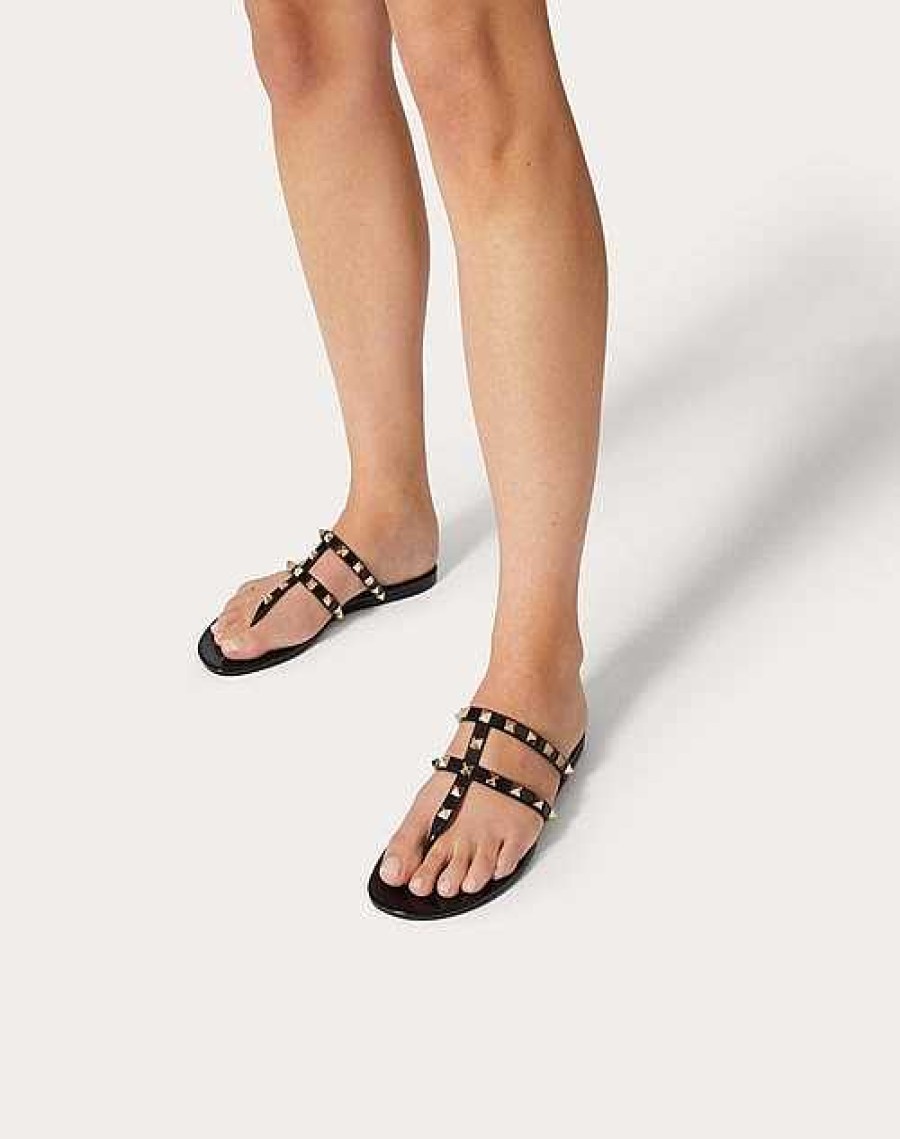 Valentino Rockstud Flat Rubber Sandal | Slides And Thongs