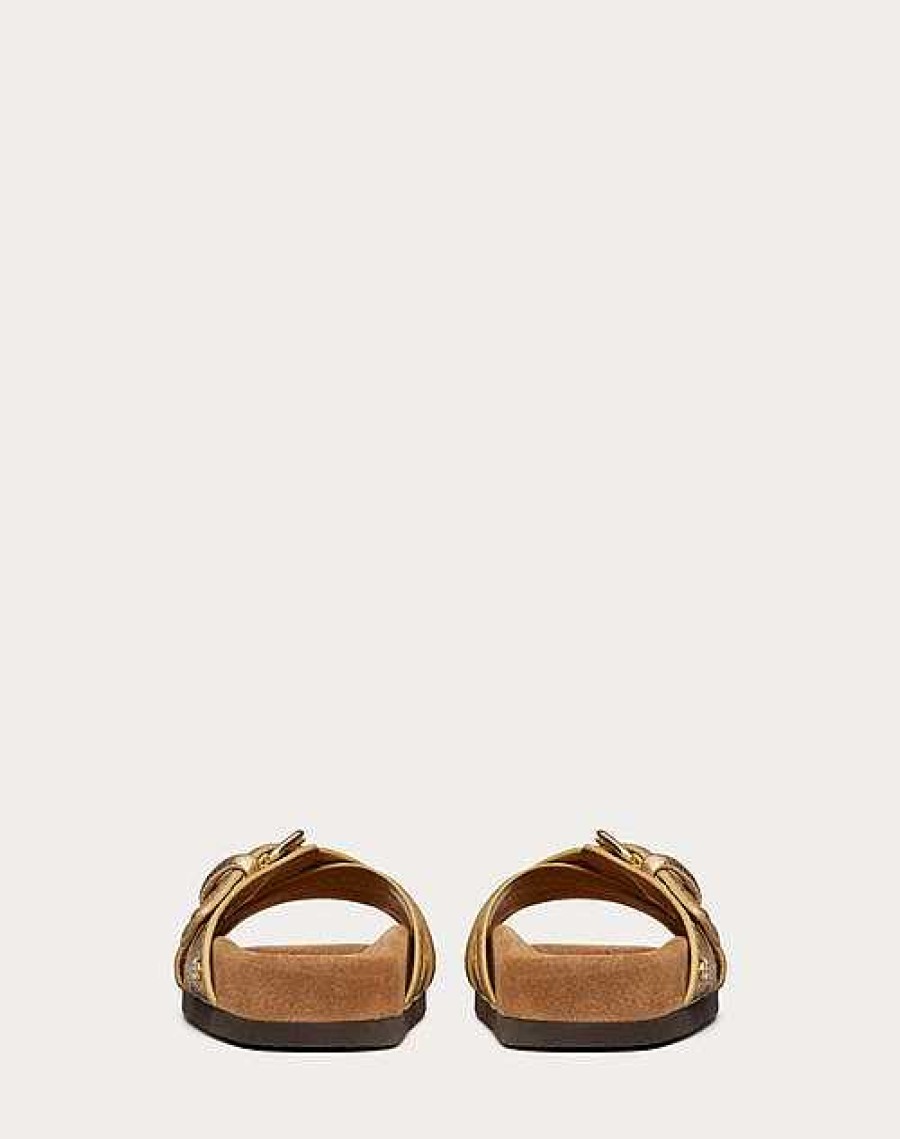 Valentino Fussfriend Slide Sandal In Metallic Grainy Calfskin 30Mm | Slides And Thongs