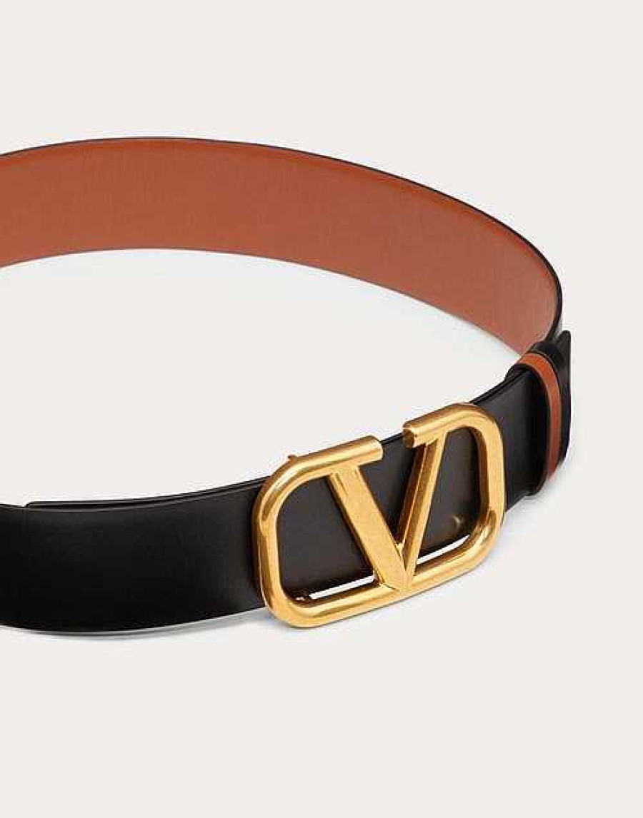 Valentino Reversible Vlogo Signature Belt In Glossy Calfskin 40 Mm | Belts